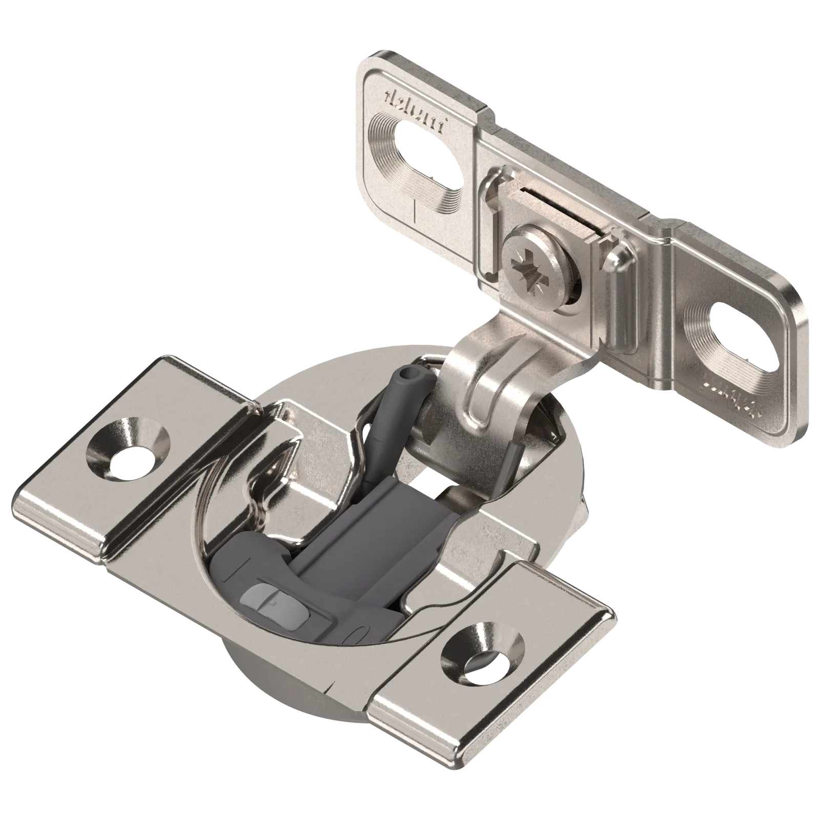 Завіса COMPACT BLUMOTION, 1 3/8" або більший", 107°, з пружиною, опорна планка: на саморізи, Кріплення чашки: під саморізи, нікельована