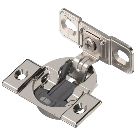 Завіса COMPACT BLUMOTION, 1 3/8" або більший", 107°, з пружиною, опорна планка: на саморізи, Кріплення чашки: під саморізи, нікельована