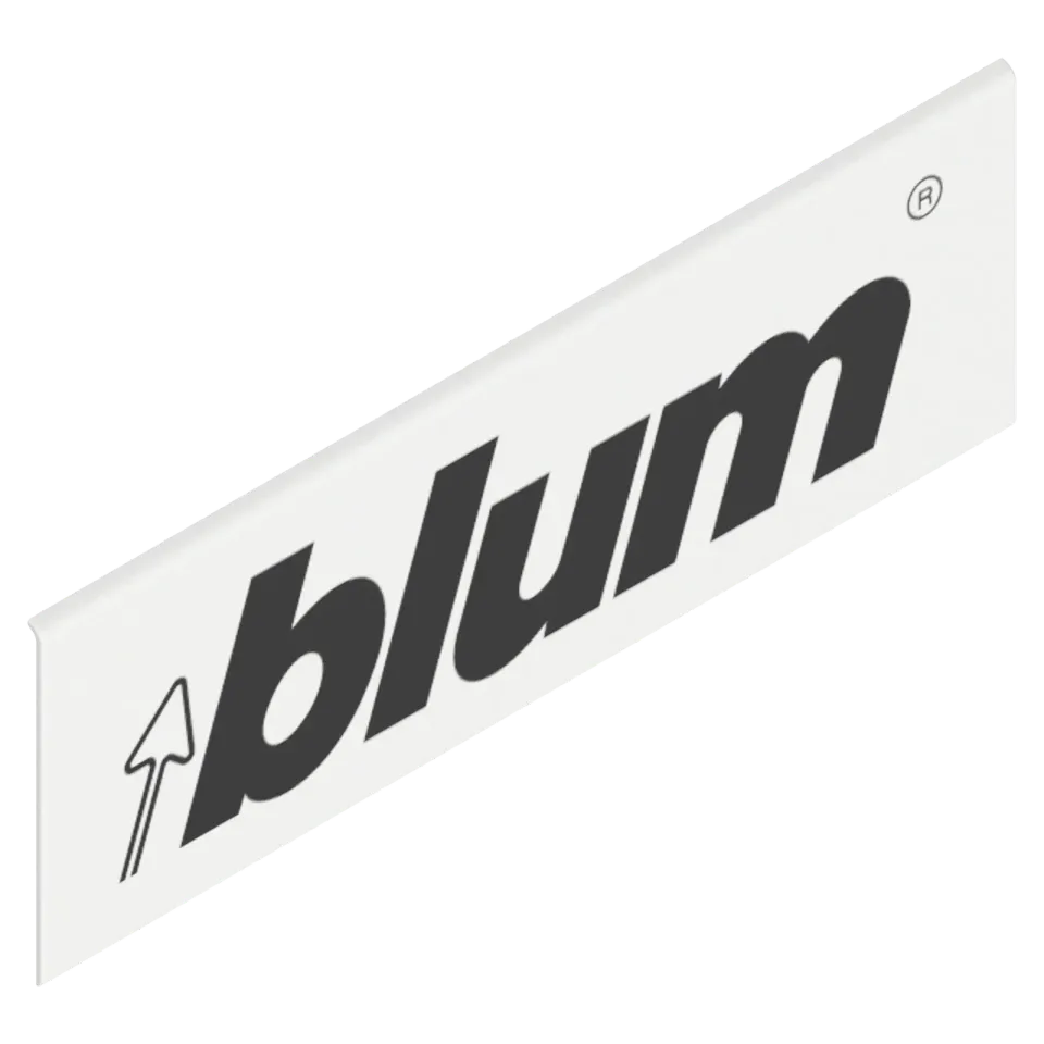 LEGRABOX Елемент брендування, прямокутна, симетрична, з написом (blum), білий шовк матовий