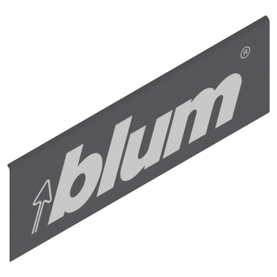 LEGRABOX  Елемент брендування, прямокутна, симетрична, з написом (blum), сірий "оріон" матовий