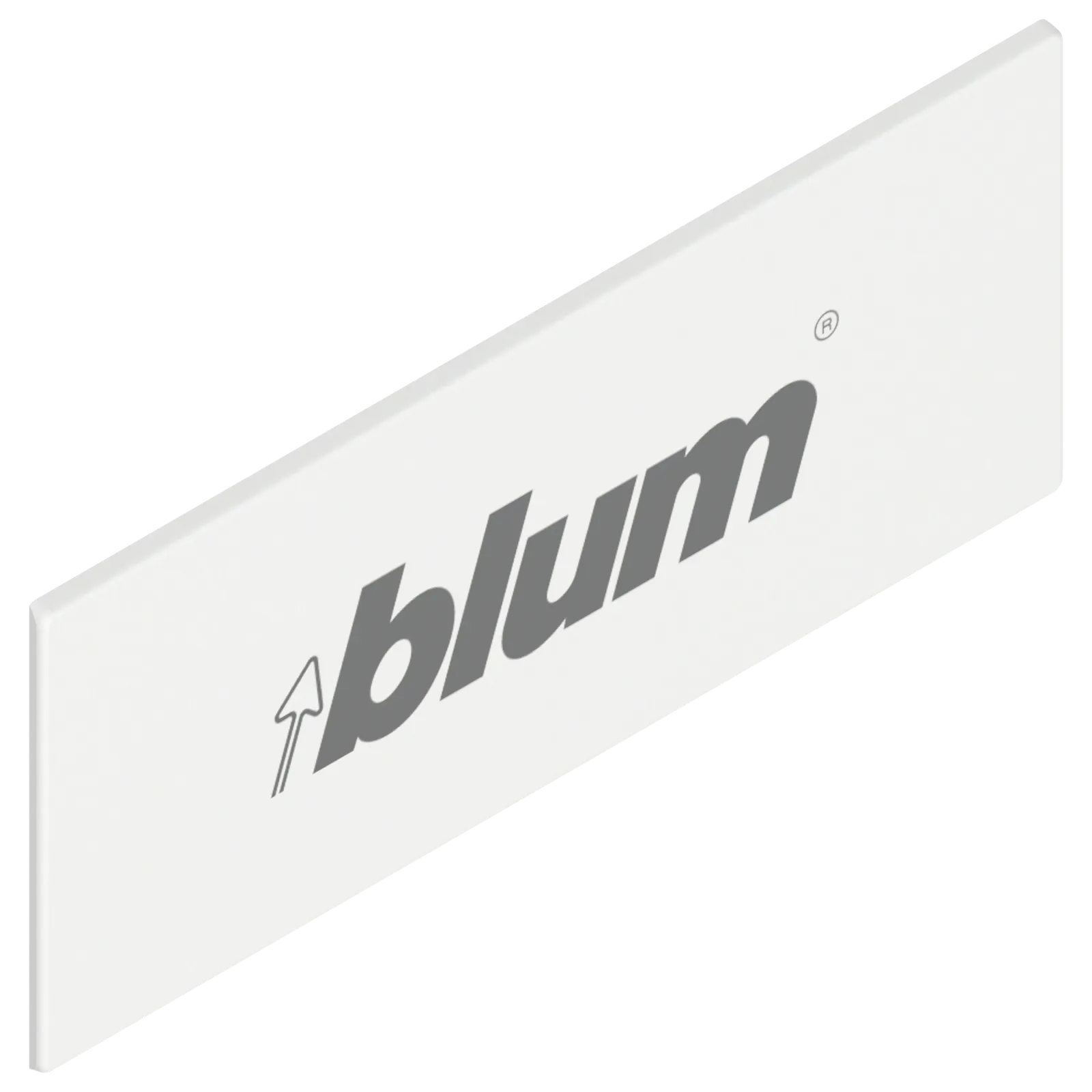 TANDEMBOX  Елемент брендування, прямокутна, симетрична, з написом (blum), шовковий білий