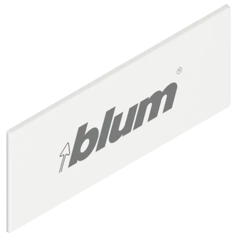 TANDEMBOX  Елемент брендування, прямокутна, симетрична, з написом (blum), шовковий білий