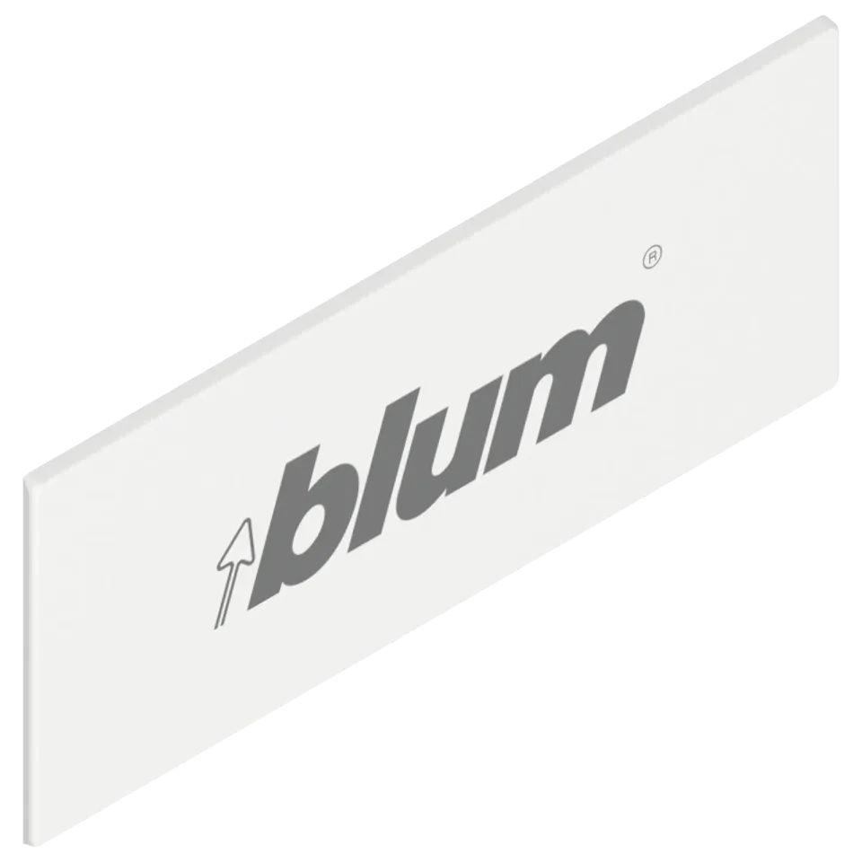 TANDEMBOX  Елемент брендування, прямокутна, симетрична, з написом (blum), шовковий білий