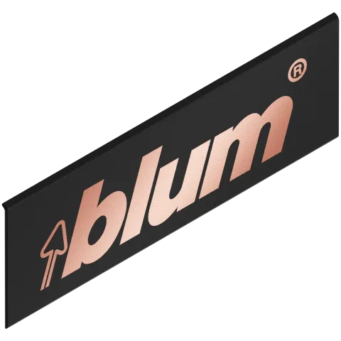 LEGRABOX  Елемент брендування, прямокутна, симетрична, з написом (blum), чорний карбон матовий