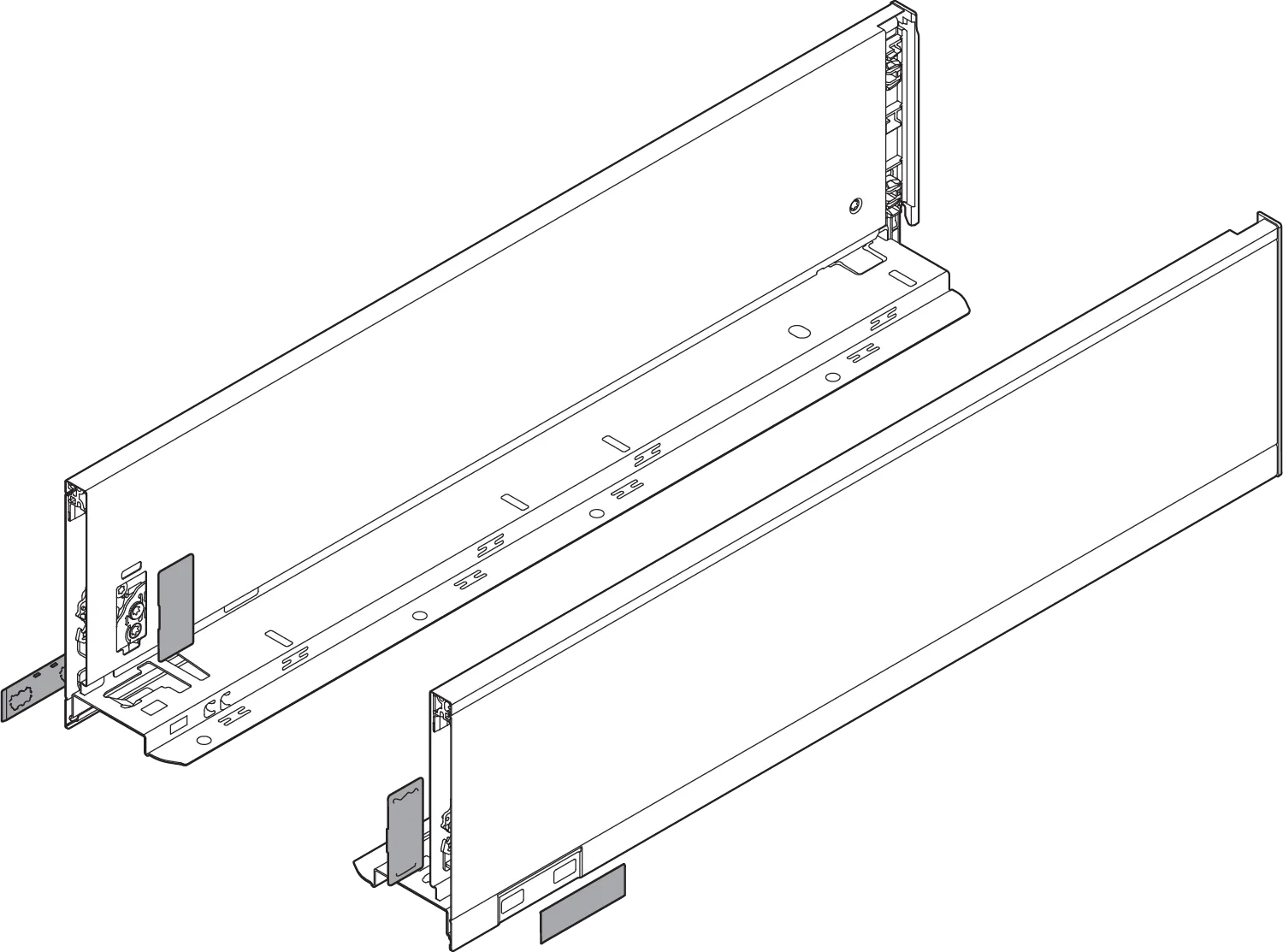 LEGRABOX царга, висота K (128.5 мм), НД=400 мм, ліва/права, LEGRABOX pure, нерж. сталь шліфована, лакована - 2