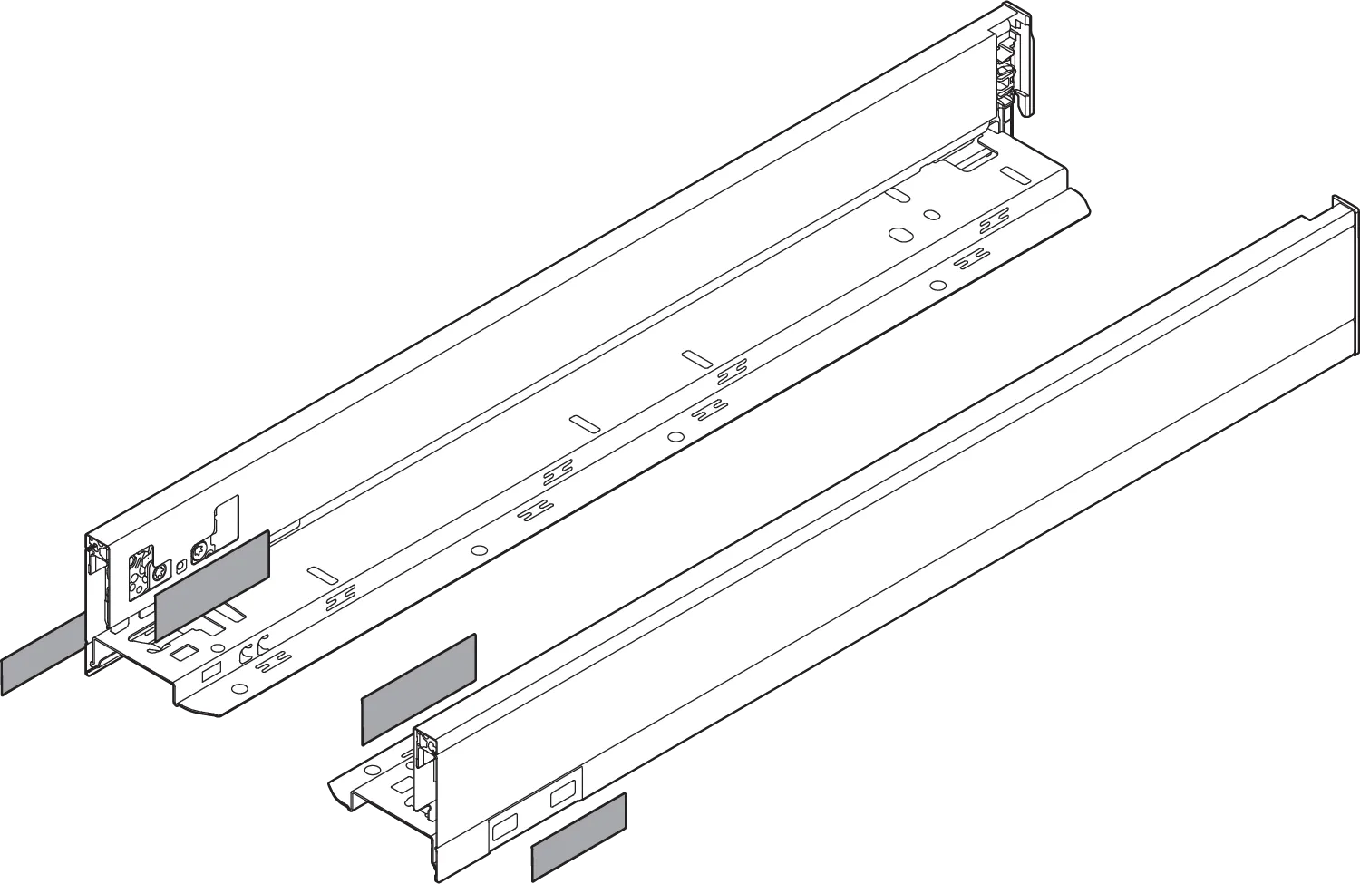 LEGRABOX царга, висота N (66.5 мм), НД=500 мм, ліва/права, LEGRABOX pure, нерж. сталь шліфована, лакована - 2