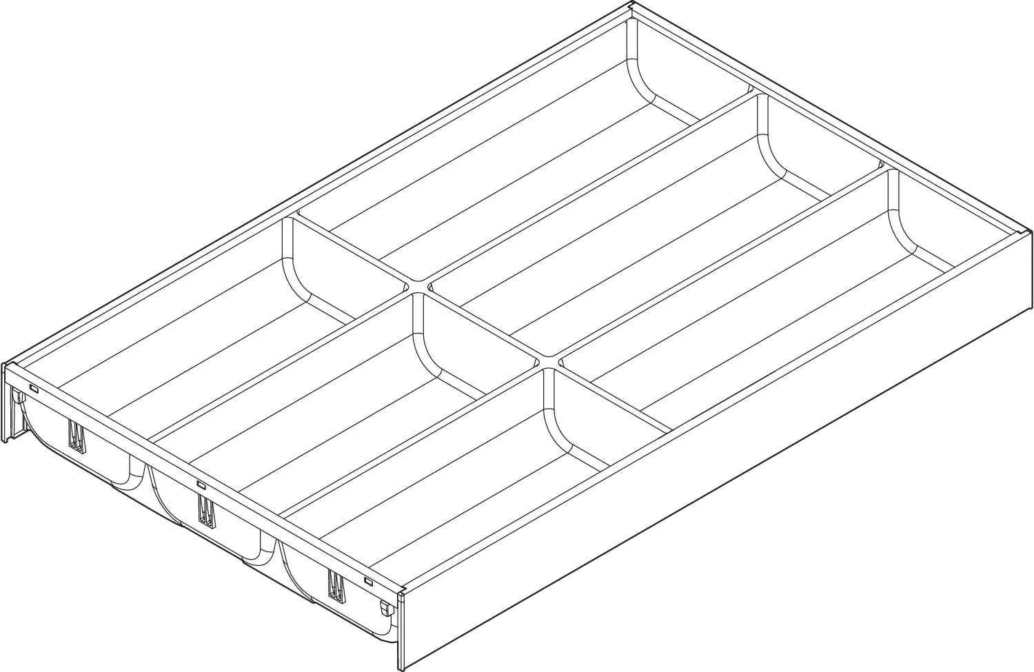 AMBIA-LINE  лоток для столових приборів, для LEGRABOX/MERIVOBOX, пластмаса / сталь, 6 лотків, НД=500 мм, ширина=300 мм, чорний карбон матовий - 2