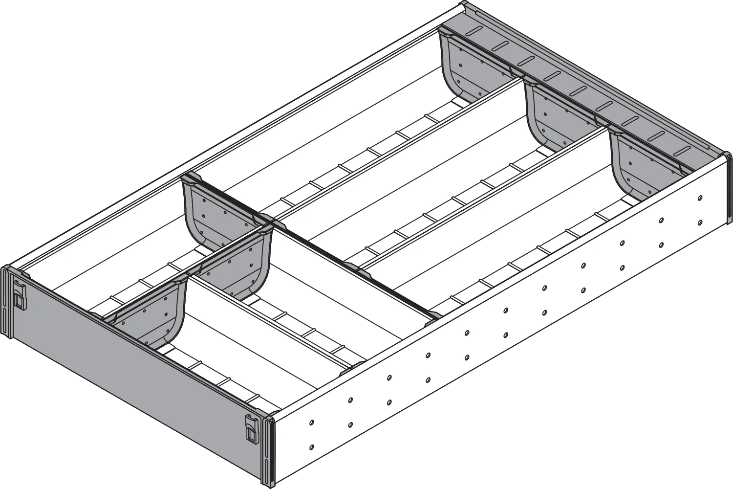 ORGA-LINE набір лотків (часткове заповнення), TANDEMBOX шухляда, НД=500 мм, ШК=400 мм, ширина=282 мм, для SPACE CORNER, нержавіюча шліфована/темно сірий - 2