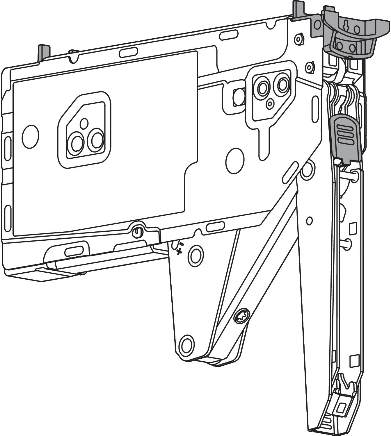 AVENTOS HK top – поворотний підіймач, силовий механізм, коеф.пот.=1730-5200 (на 2 шт.), на саморізи, для TIP-ON, екліпс чорний